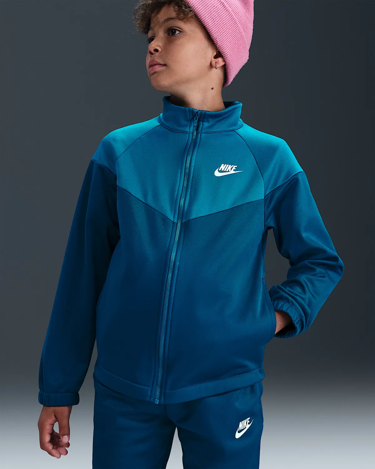 Детский спортивный костюм Dri-FIT Nike Sportswear, Blue Force/Green Abyss/White — фото 2