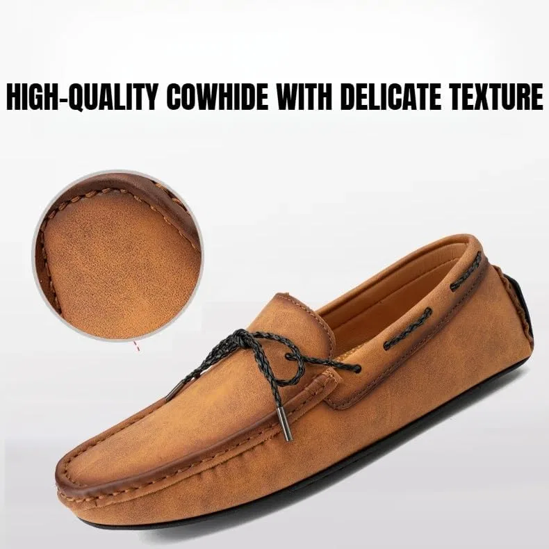 Лоферы, замшевые, Men's Suede Leather Bow-Tie Slip-On Loafers, светло-коричневый Cibenf — фото 4