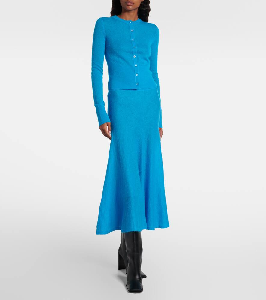 Круглая юбка миди из смесовой мохера и шерсти Alaïa, Turquoise — фото 2