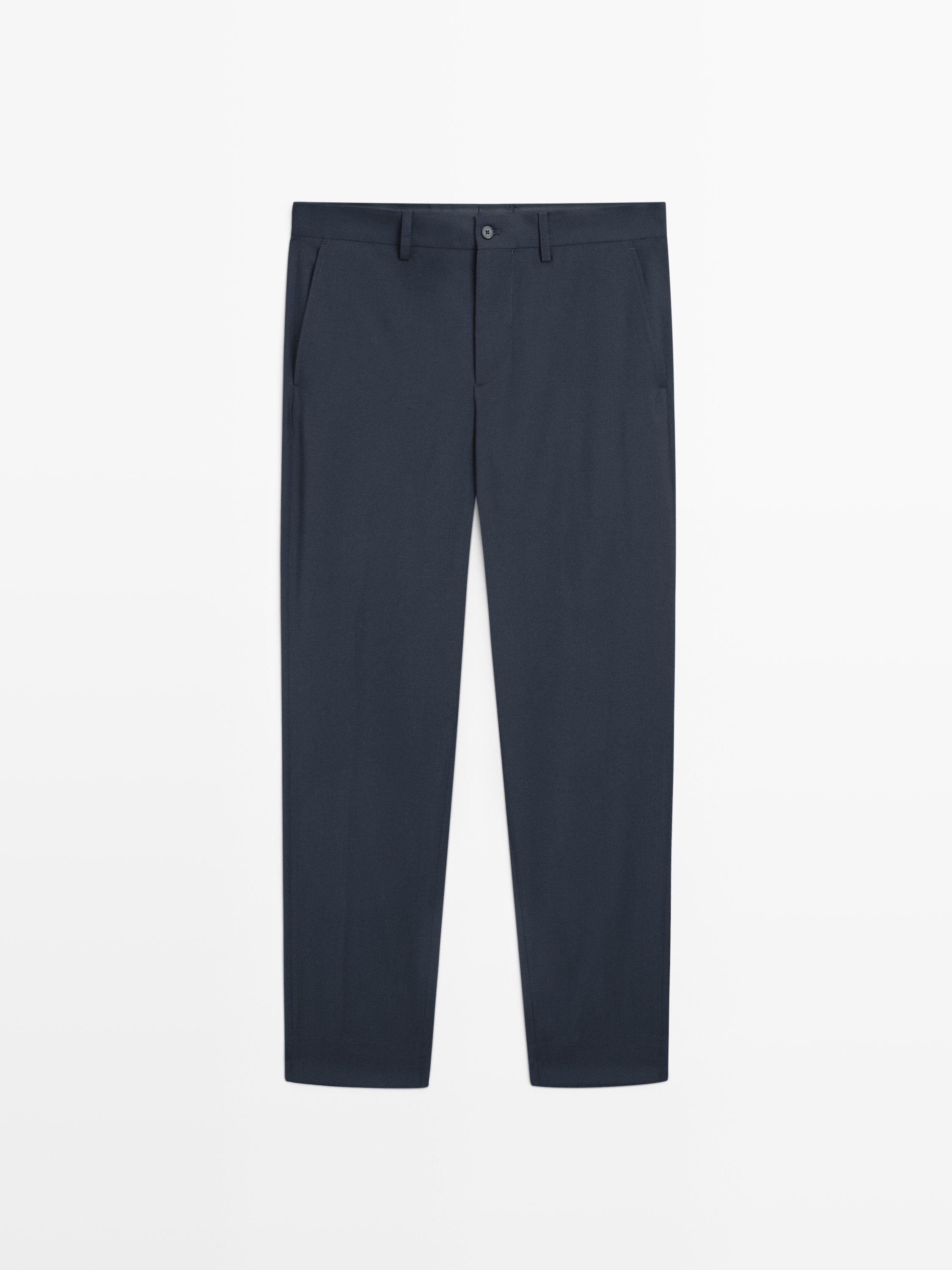 Широкие шерстяные костюмные брюки Massimo Dutti, navy blue — фото 2