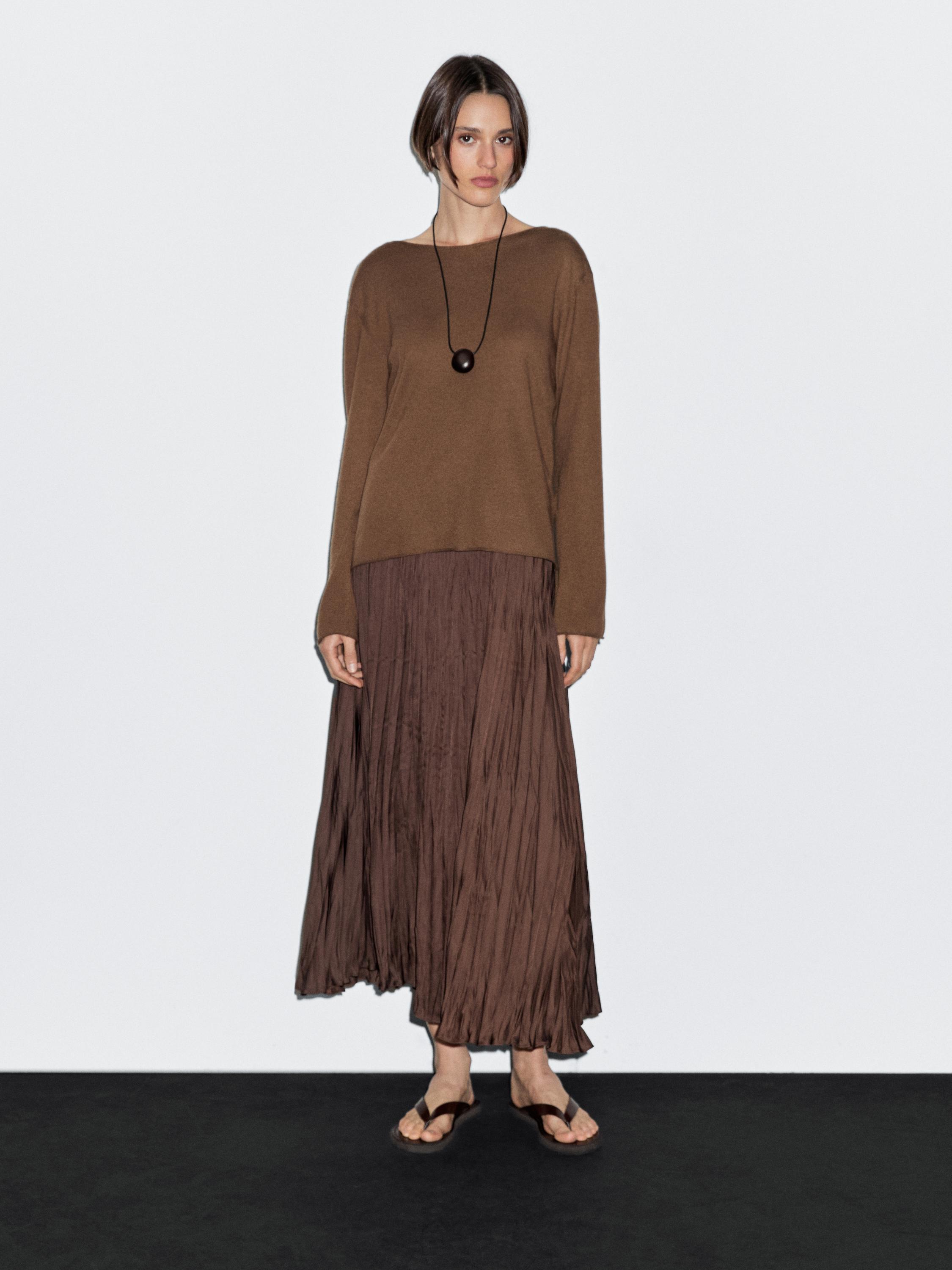 

Свитер с вырезом-лодочкой из смесовой шерсти Massimo Dutti, Toffee