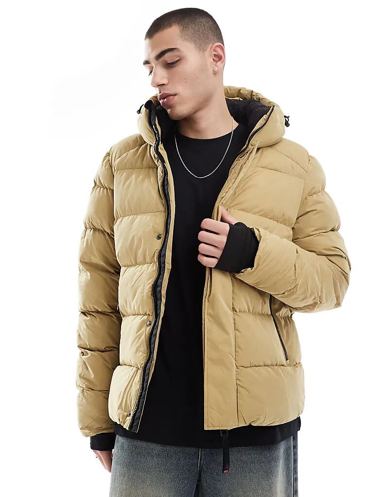 

Спортивная стеганая куртка из микрофибры с капюшоном в цвете Rock Stone Superdry