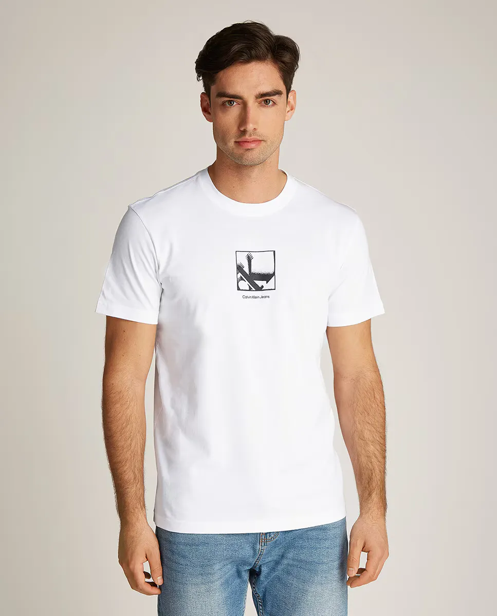 

Мужская футболка с коротким рукавом и графическим логотипом Calvin Klein Jeans, белый