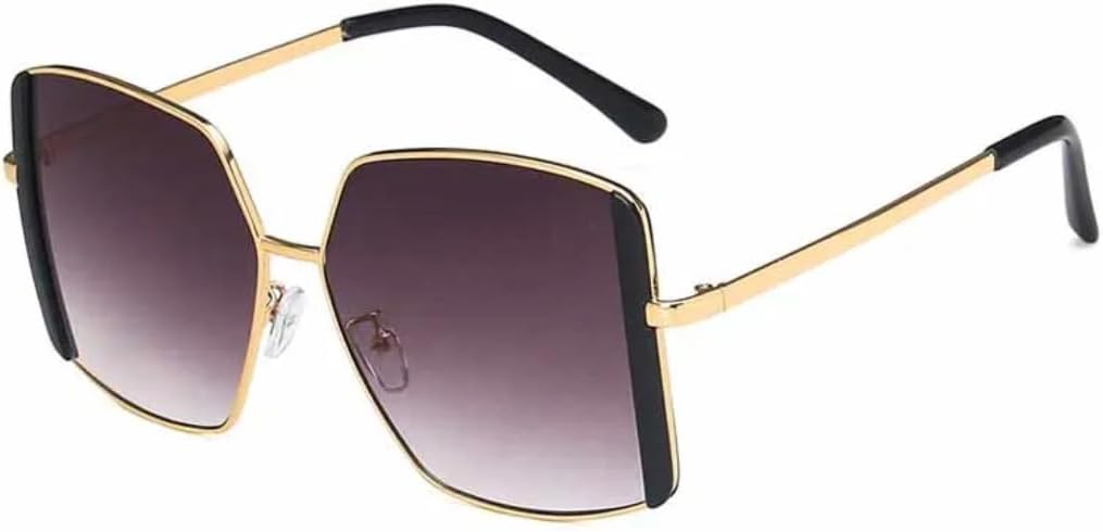 

Унисекс модные солнцезащитные очки большого размера в стиле ретро с крупной оправой и плоским верхом, роскошные очки с защитой от УФ-излучения UV400 VVTWSSW, Black Gradient Gray