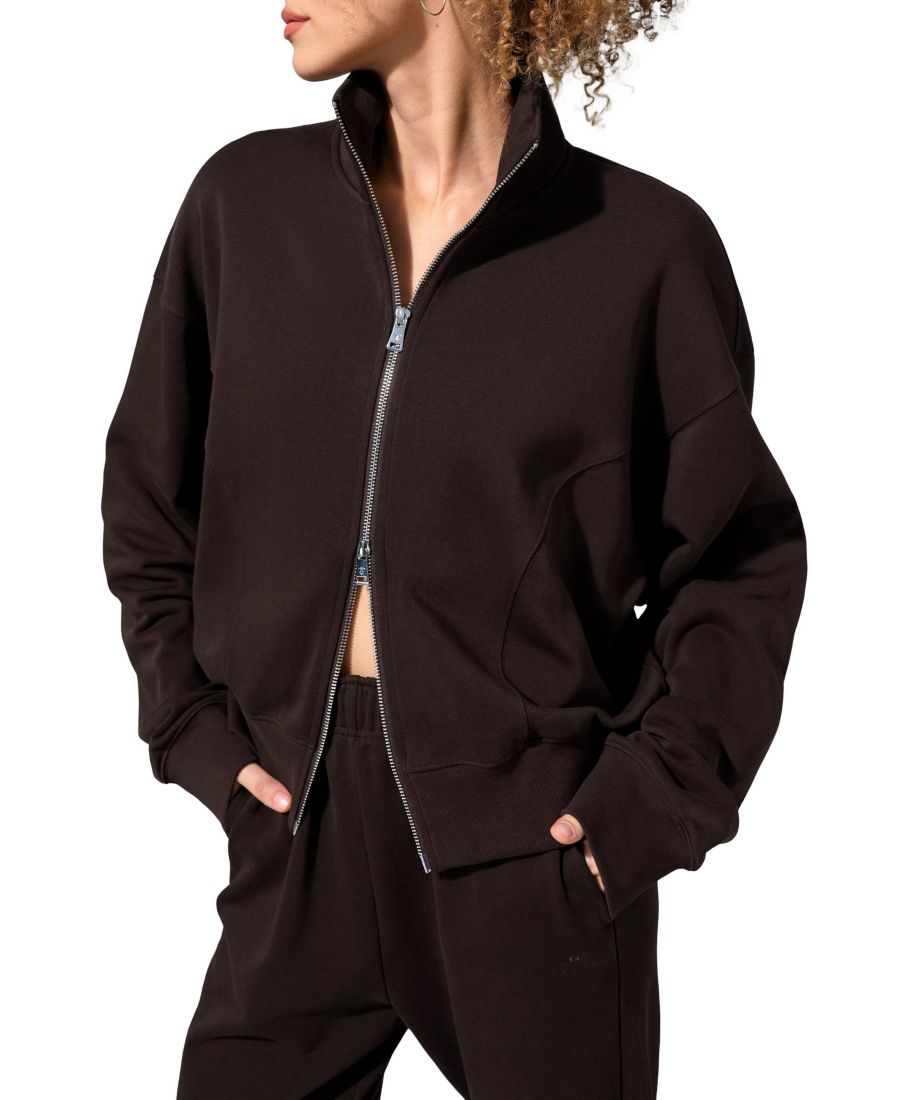 

Женская куртка SILKERRY Oversized Heirloom '89 с воротником-стойкой на молнии LILYSILK, Espresso