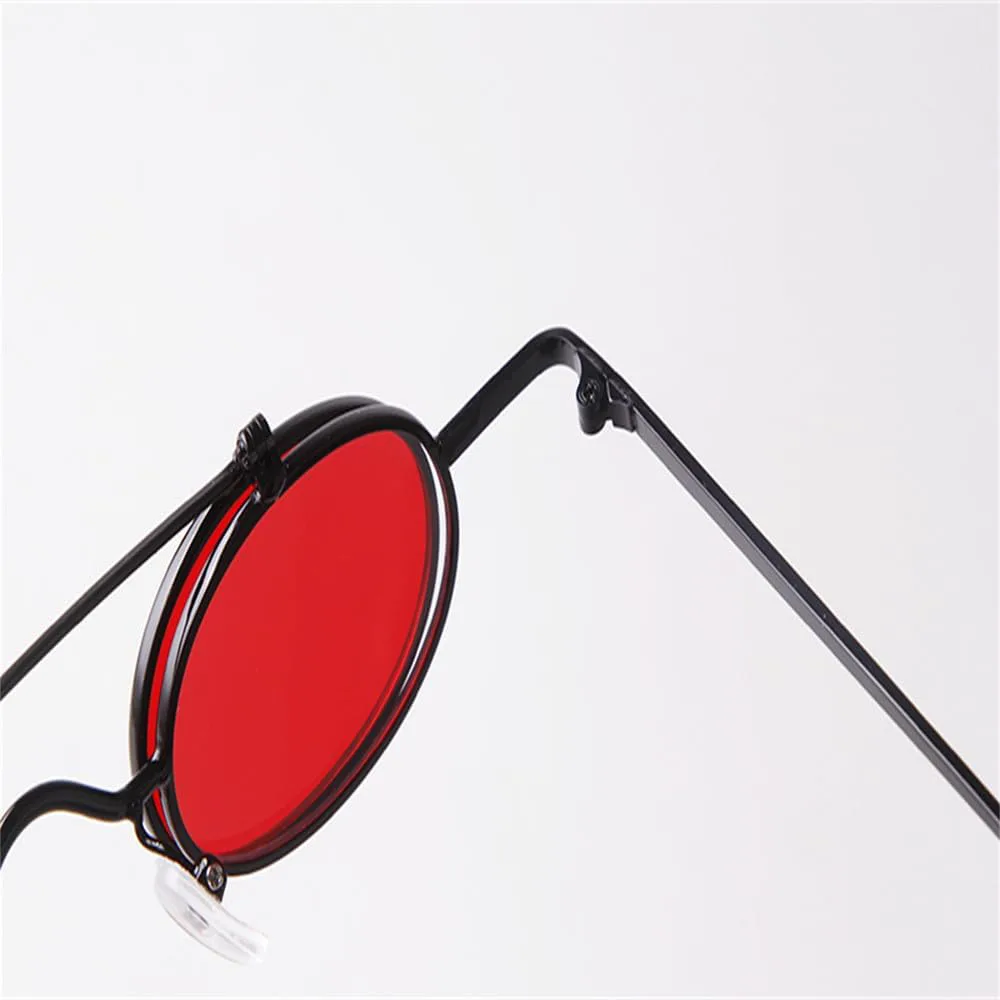 

Винтажные хип-хоп красные маленькие круглые солнцезащитные очки для женщин в стиле стимпанк, металлические овальные солнцезащитные очки UV400 KTUCN, C6 Gold Yellow