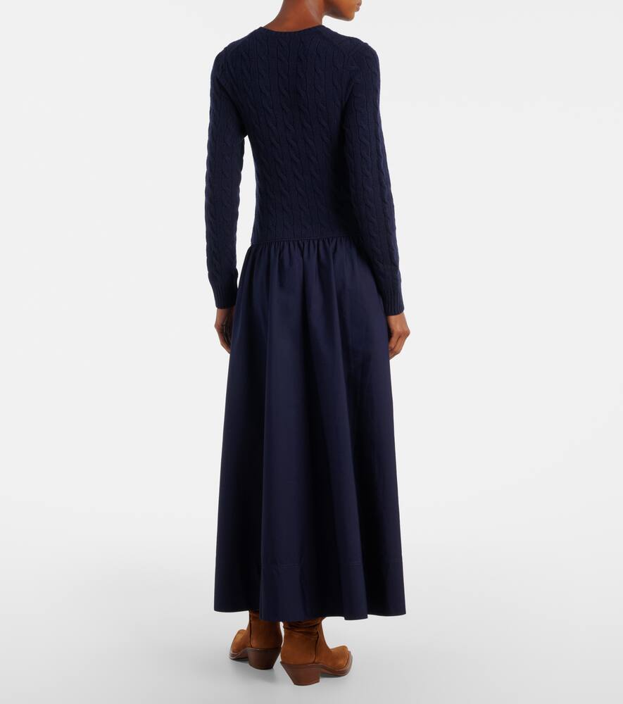 Хлопковое платье макси с добавлением шерсти Polo Ralph Lauren, Hunter Navy — фото 3