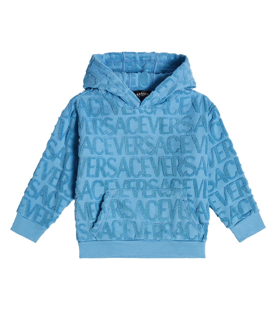 

Худи из жаккардового хлопка с логотипом Versace, синий