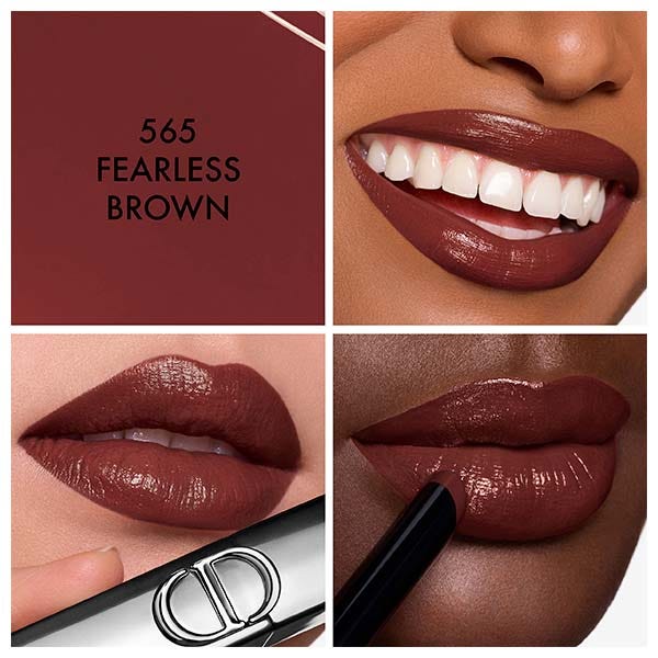 Стойкая глянцевая помада DIOR Rouge Dior On Stage, 565 Fearless Brown — фото 3