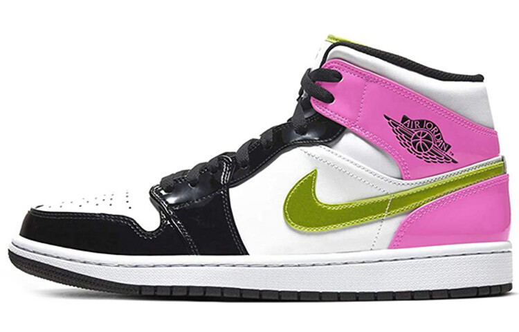 

Jordan 1 Mid White Black Cyber Pink Лакированная кожа