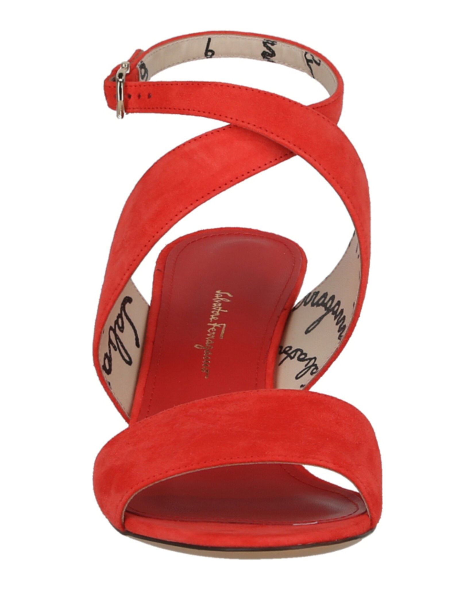 Босоножки Sheena Suede на каблуке Salvatore Ferragamo, красный — фото 4