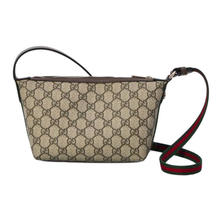 

GUCCI Кожаная сумка Ophidia через плечо, женская сумка через плечо бежевый и темно-коричневый