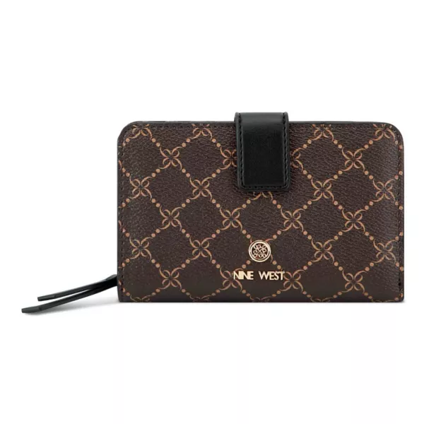 

Французский кошелек Lockup 9s Nine West, цвет brown black