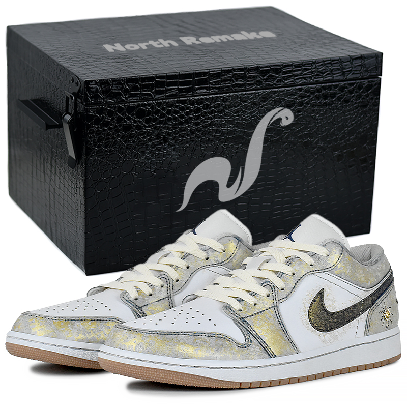 

Jordan Износостойкие и легкие баскетбольные кроссовки Air 1 Vintage Low Top, мужские, белые, серо-золотые