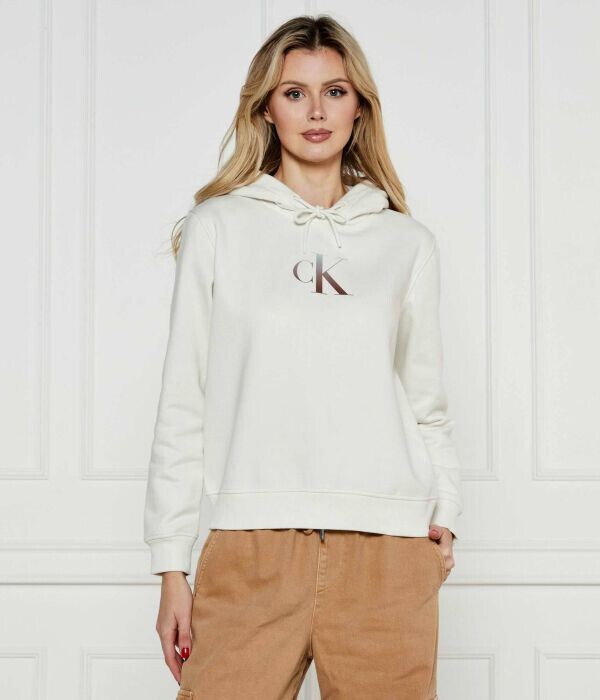 

Толстовка Calvin Klein Jeans с логотипом и капюшоном, экрю