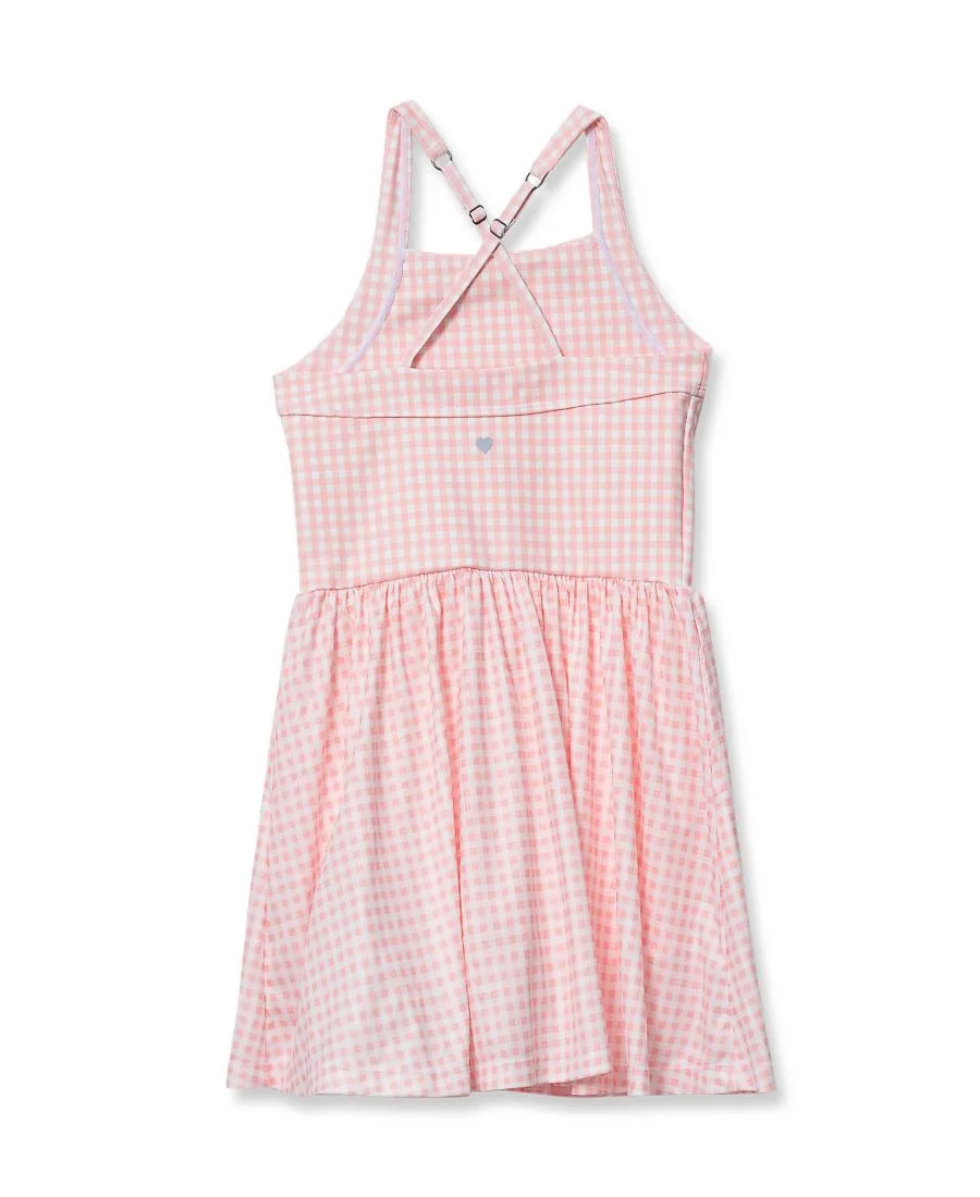 Детское спортивное платье-майка Lands' End, pale розовый gingham — фото 2