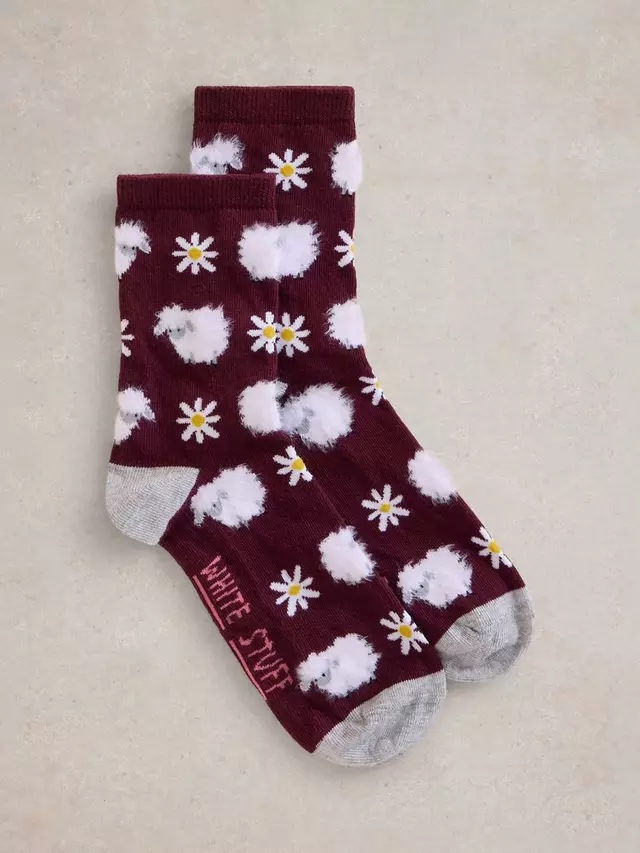 

Носки White Stuff Fluffy Sheep and Flower, цвет plum/multi