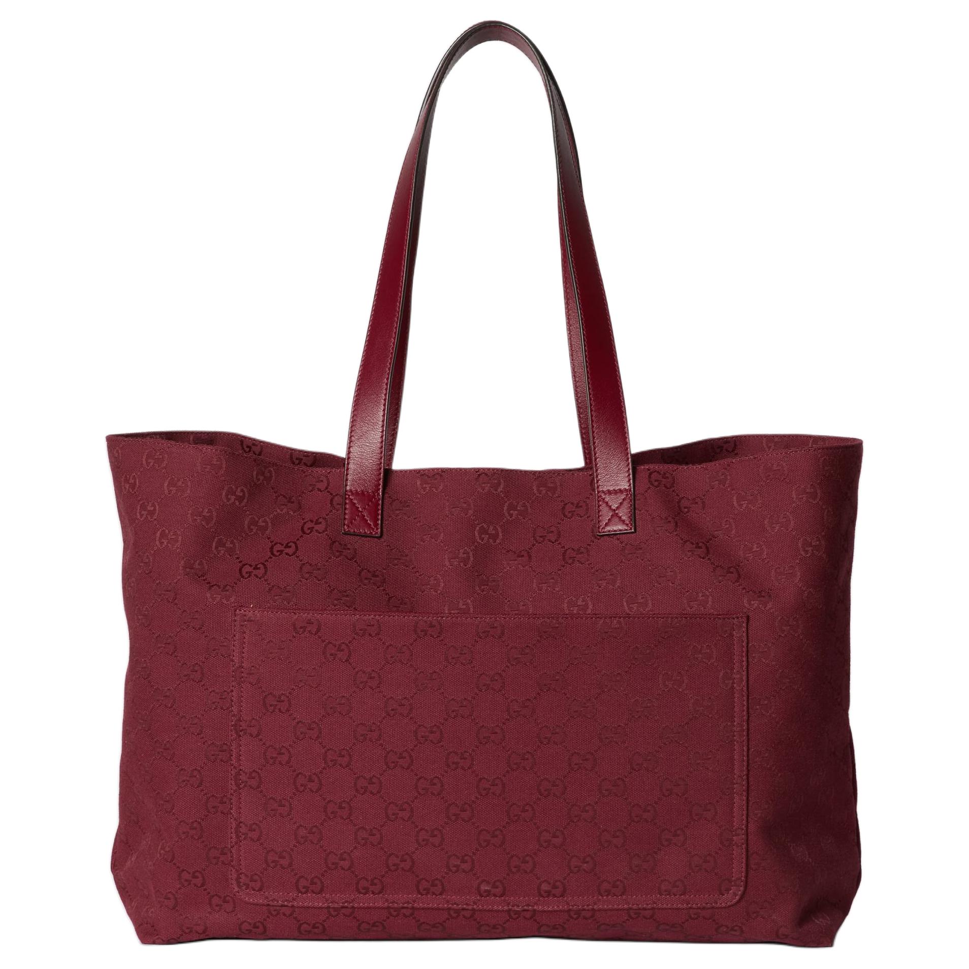 Gucci Большая мужская сумка-шоппер из парусины, красная — фото 4