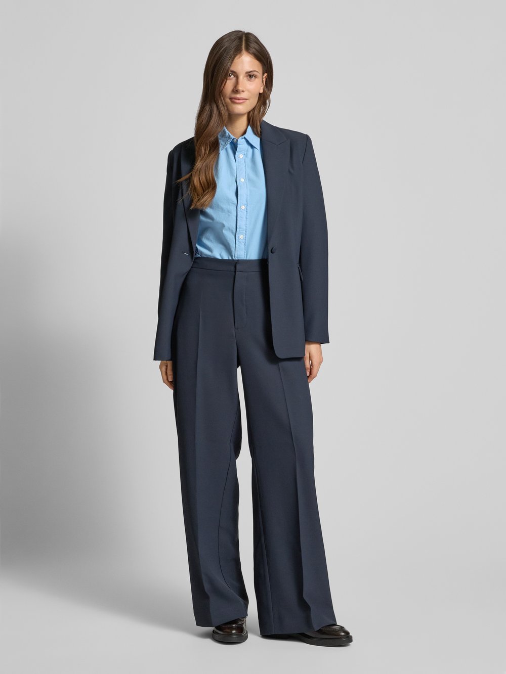 

Блузка-рубашка классического кроя с вышитым логотипом Polo Ralph Lauren, синий