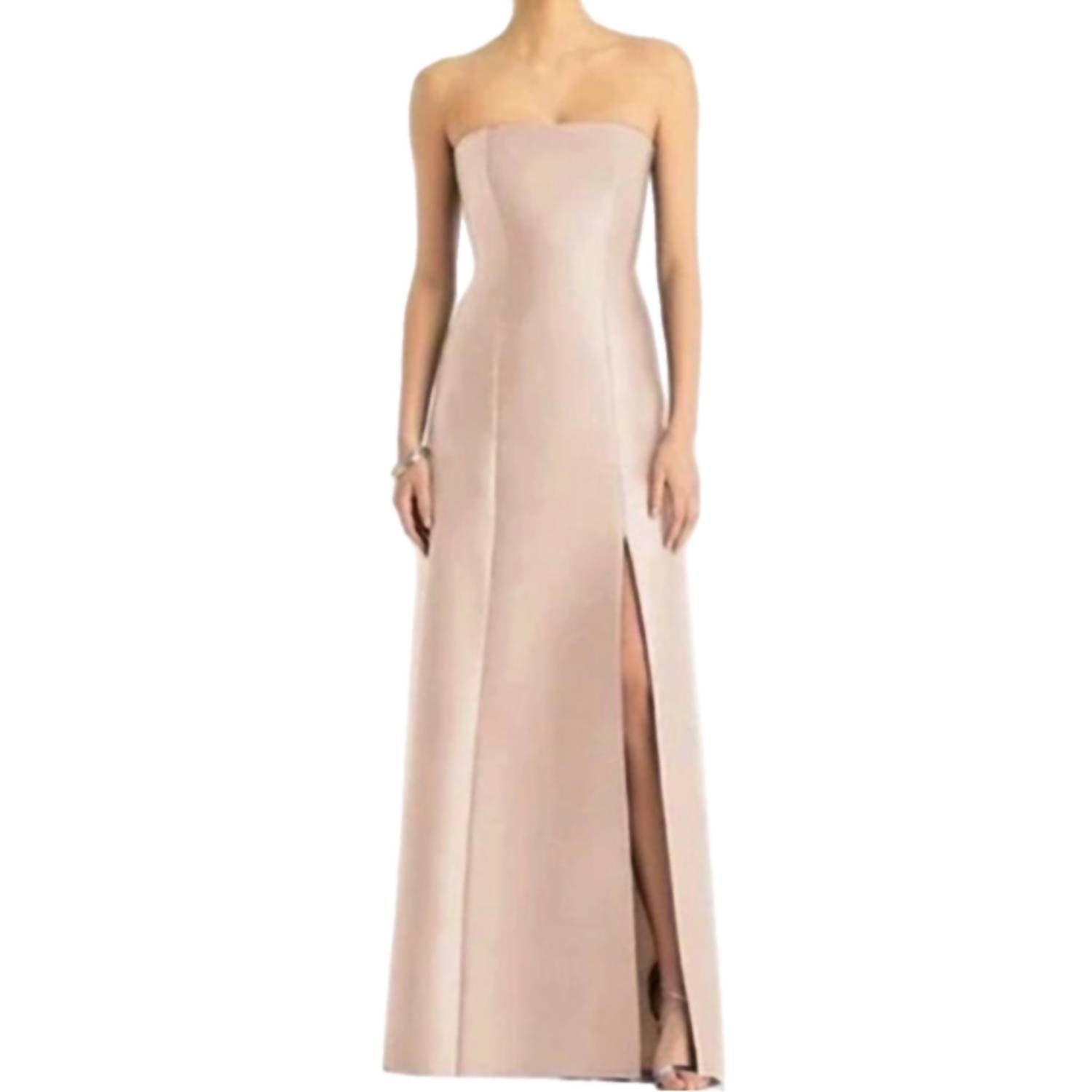 

Бесплечее сатиновое вечернее платье Cameo Pink Alfred Sung