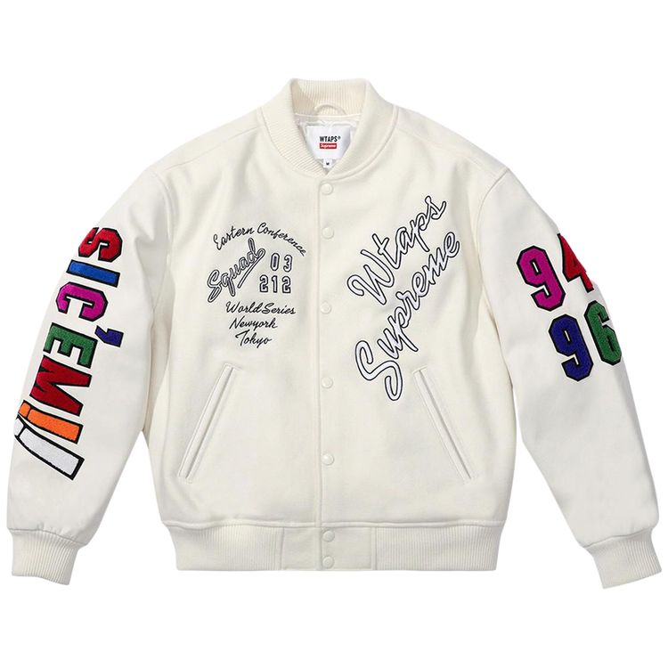 

Куртка Supreme x WTAPS Varsity Jacket 'White', белый