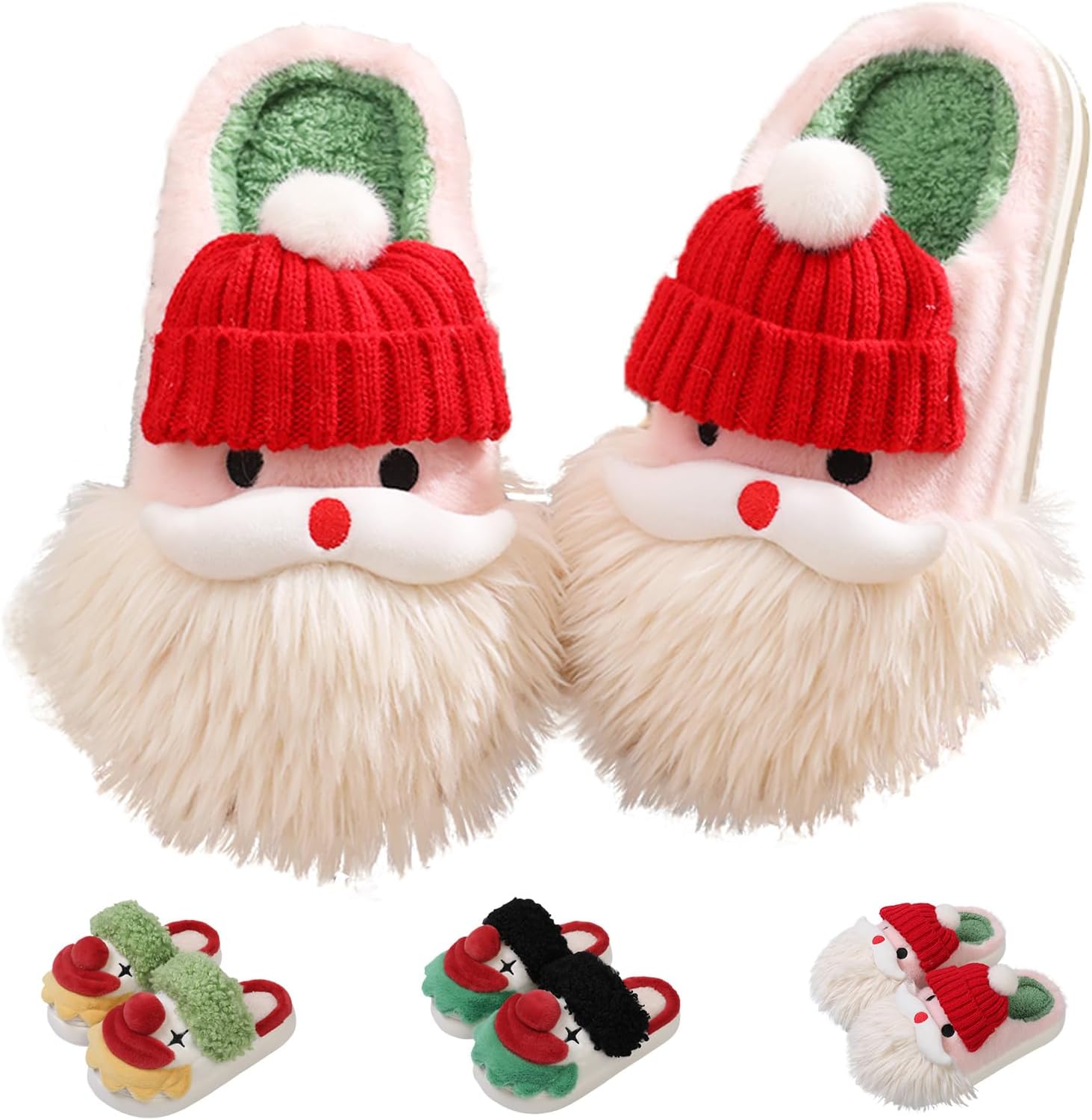 

Тапочки COLSA на Хэллоуин для женщин и мужчин, рождественские тапочки с Санта-Клаусом, милые зимние плюшевые тапочки для дома, тапочки-клоуны, розовый