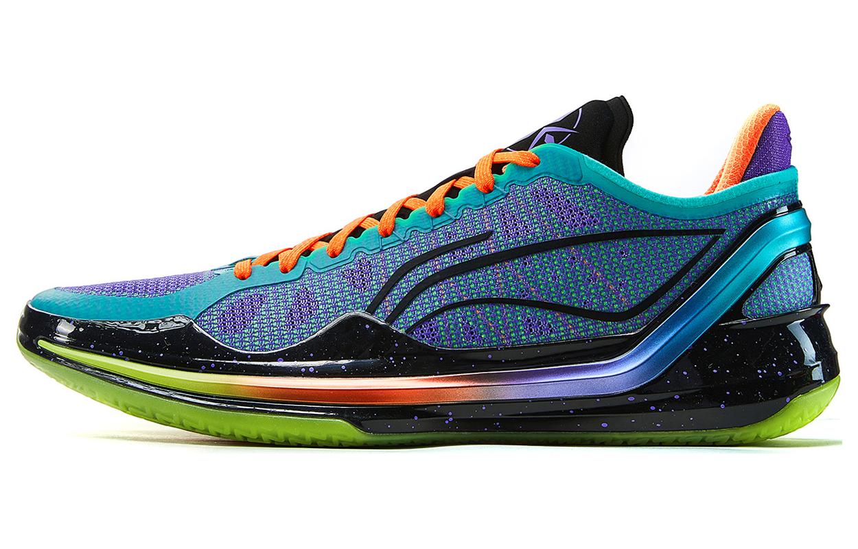 

LiNing Blade 4V2 Амортизирующие Противоскользящие Легкие Баскетбольные Кроссовки Низкие Мужские Фиолетово-Зеленые, Неоновый Нефритовый Зеленый/Флуоресцентный Звездный Фиолетовый