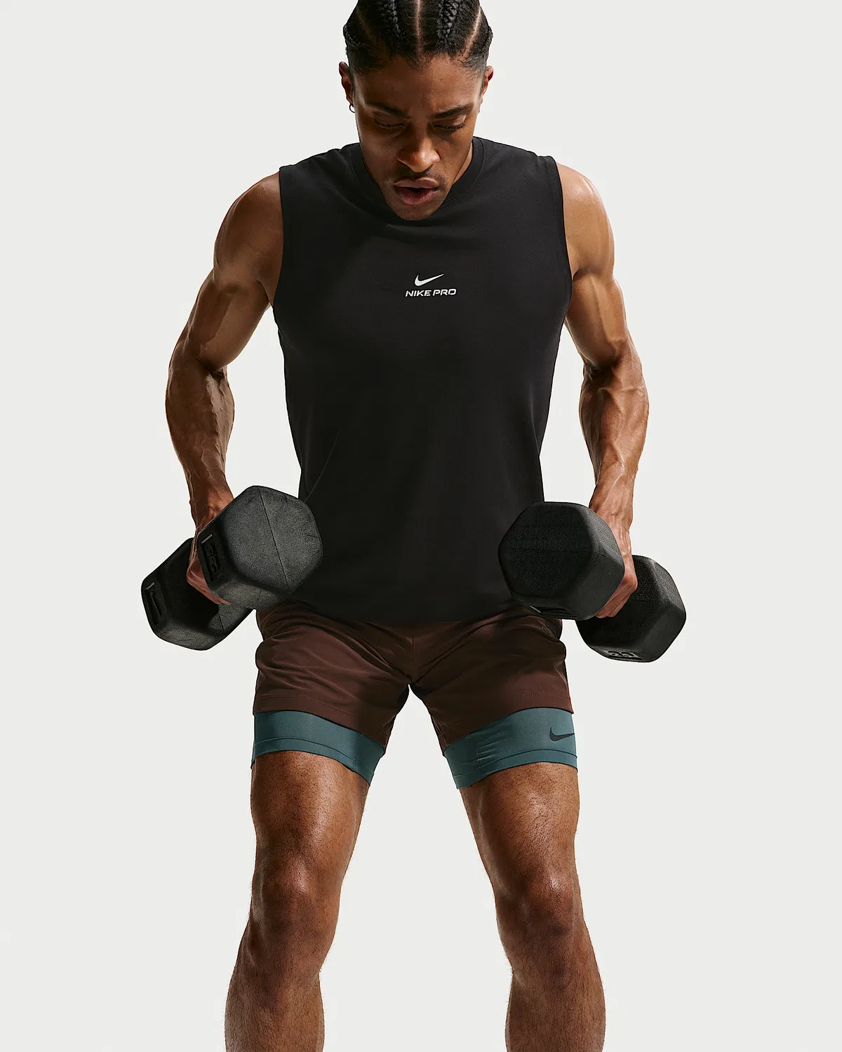 Мужские фитнес-шорты Dri-FIT Nike Pro, Mineral Slate/Black — фото 4
