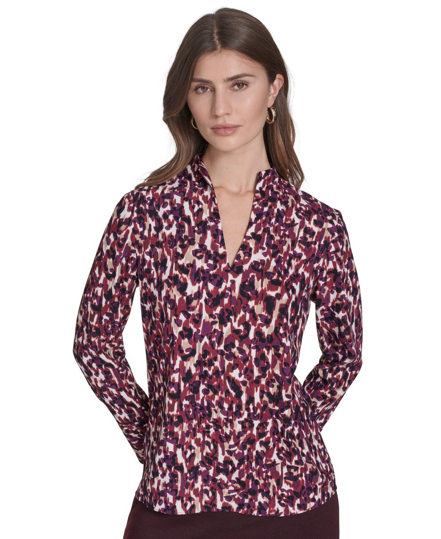 

Женская туника с V-образным вырезом и длинными рукавами Halston, Abstract Tweed