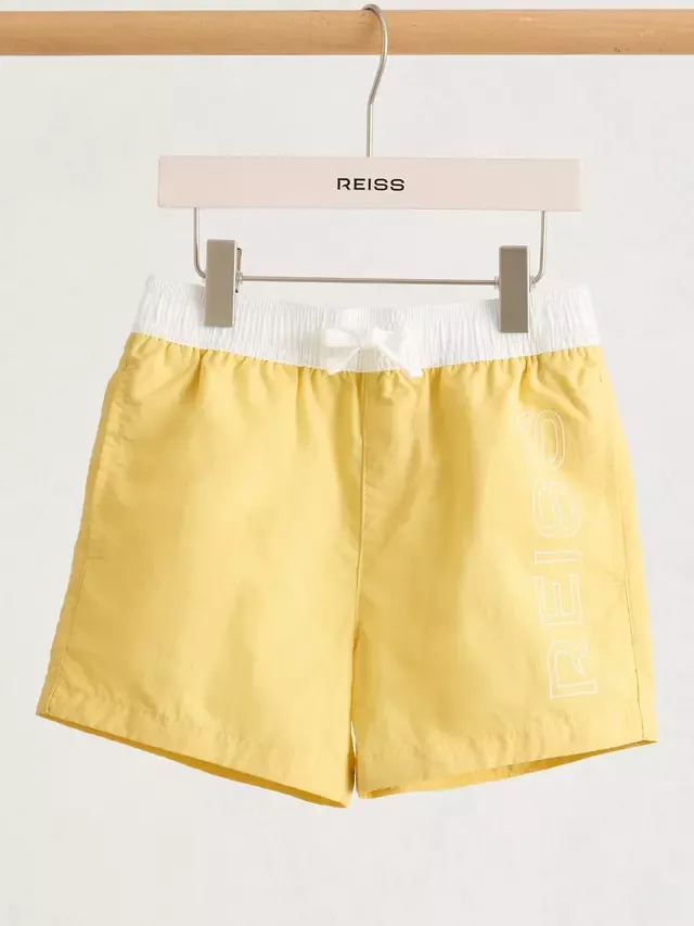 Детские плавательные шорты на завязках с логотипом Ley, желтые Reiss — фото 2