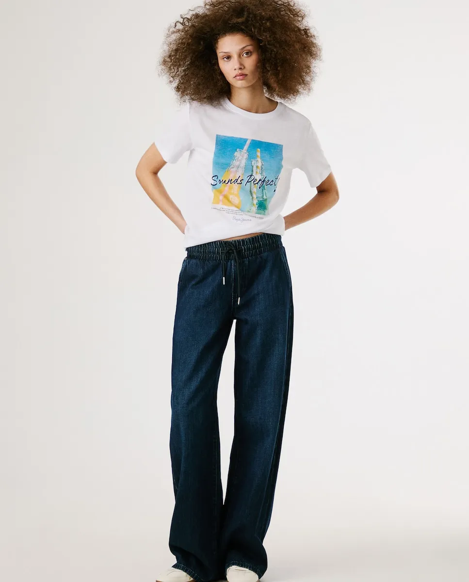 

Женские прямые джинсы-джоггеры с эластичной талией Pepe Jeans, синий