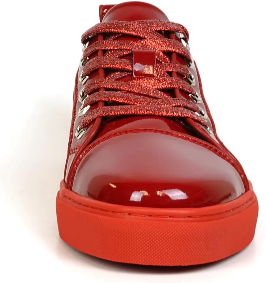 

FI-2415-2 Patent Leather Cap tor Lace up Sneaker Fiesso by Aurelio Garcia, красный