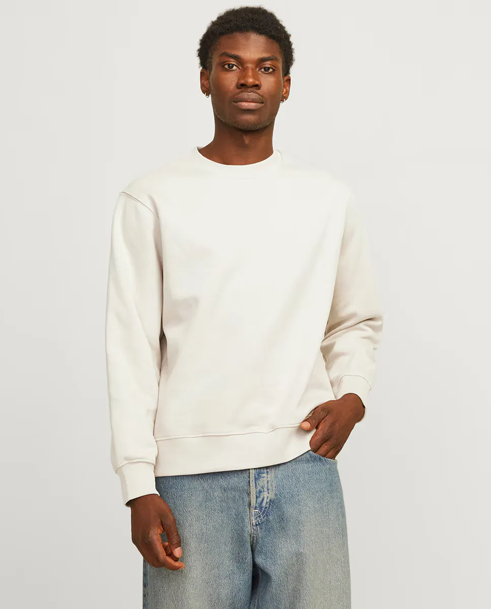 

Мужская однотонная толстовка с длинными рукавами и круглым вырезом Jack & Jones, бежевый