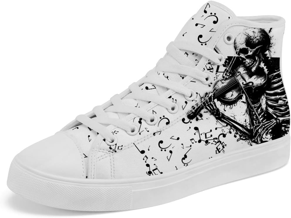 

Кеды на высокой подошве Chebing с рисунком черепа, готические сникерсы на шнуровке, повседневная обувь, подарок для мужчин и женщин, белый