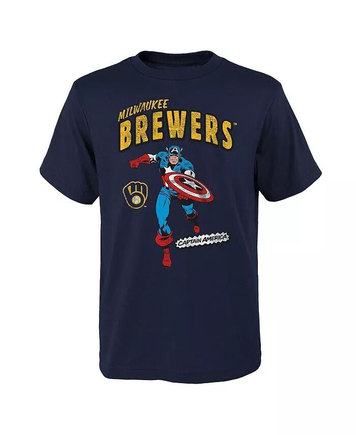 

Футболка Marvel Капитан Америка команды Big Boys and Girls Navy Milwaukee Brewers Outerstuff