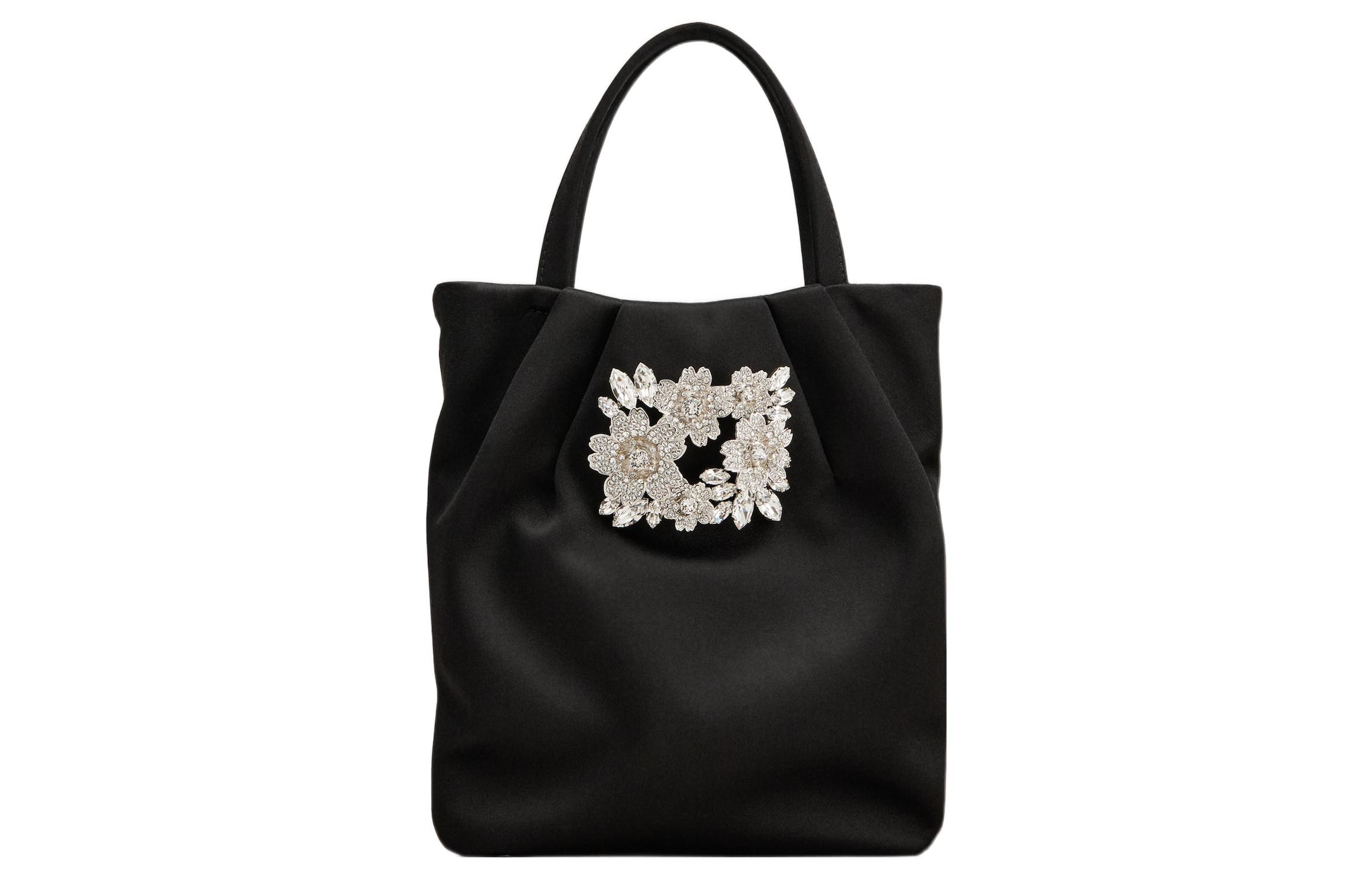 

Сумка-микротоут Roger Vivier с драпированным карманом, букетом и пряжкой
