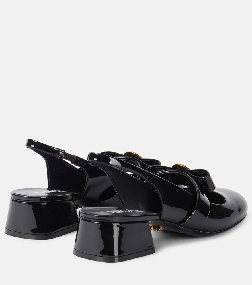 Туфли-лодочки Gianni Ribbon из лаковой кожи на ремешке, 1B00V-Black-Gold Versace, 1B00V-Black-Versace Gold — фото 2