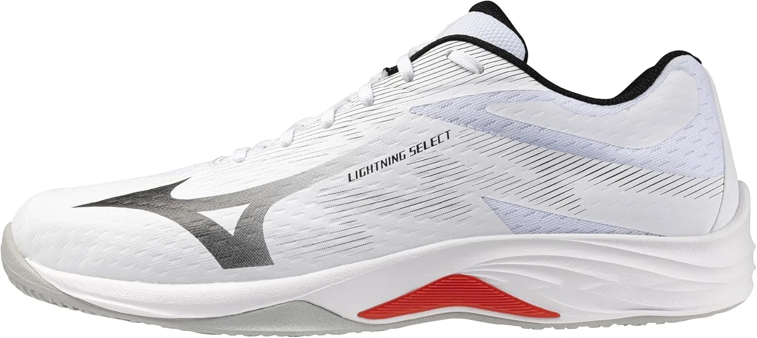 Мужские волейбольные кроссовки Mizuno Lightning Select, White Black Fiery Red