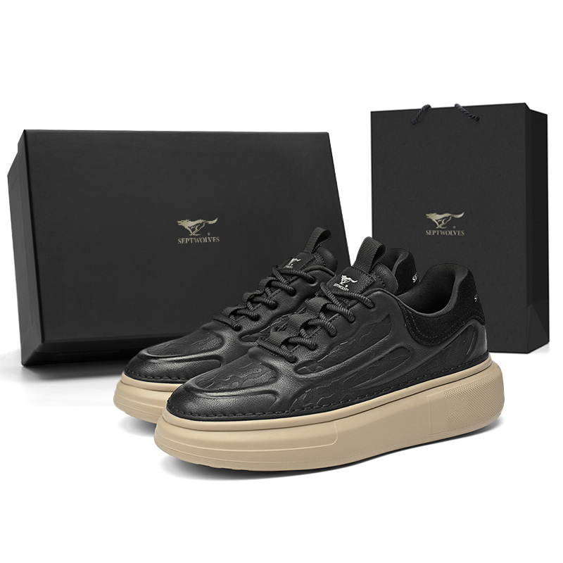 

SEPTWOLVES Низкие скейтерские кросcовки мужские черные, цвет Black (Standard Leather Shoe Size)