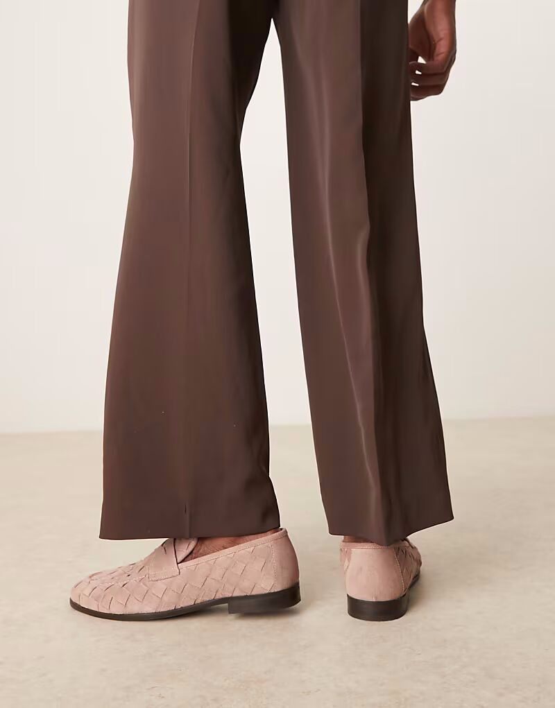 Плетёные мокасины ASOS DESIGN из розовой замши — фото 3