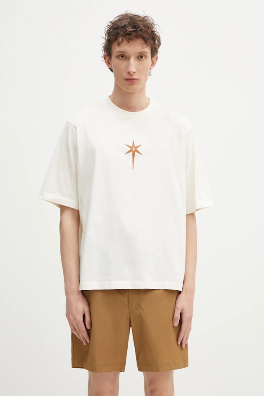

Хлопковая футболка County Goth Boxy T-Shirt в цвете экрю-коричневый Marcelo Burlon, бежевый