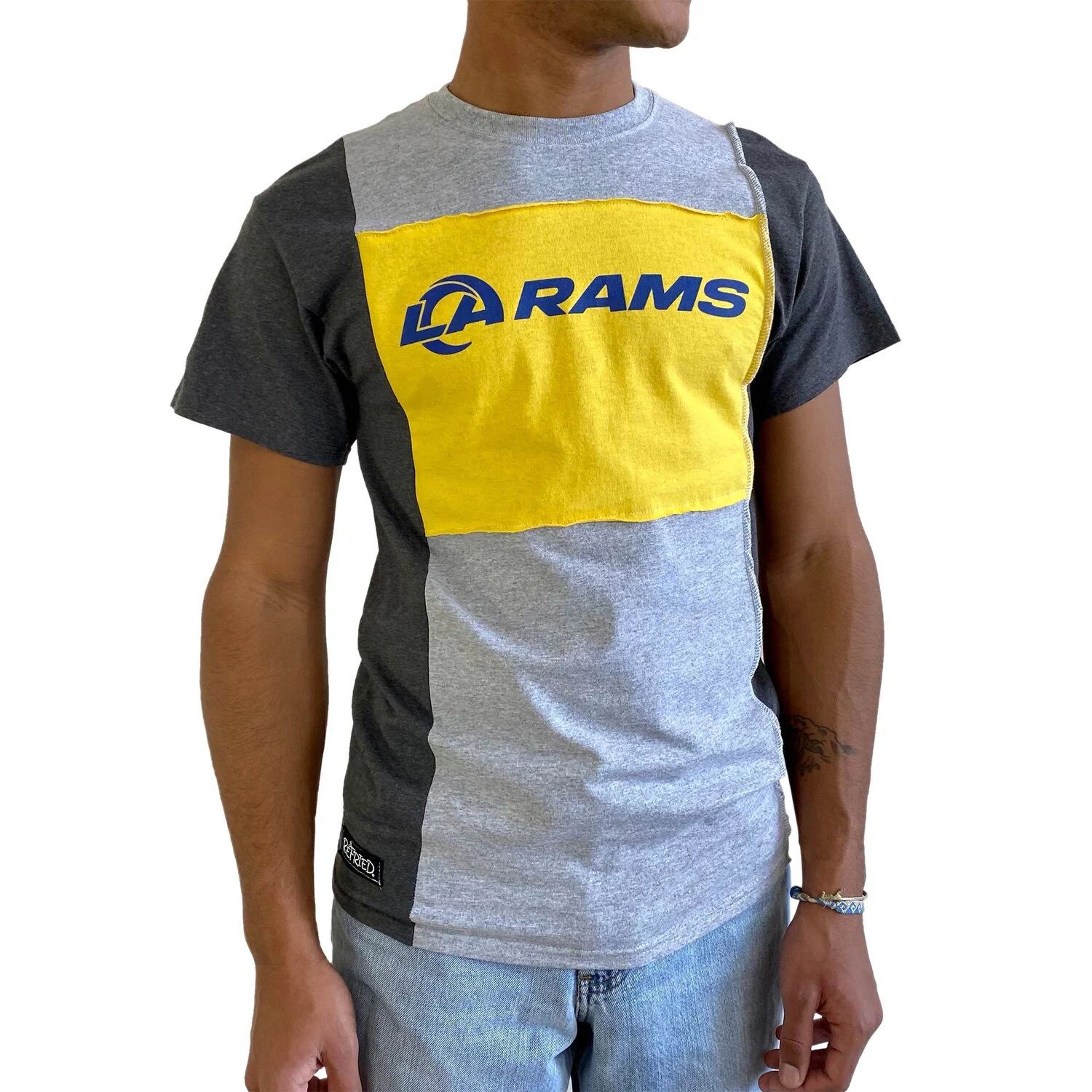 

Мужская футболка Refried Apparel Heather Grey Los Angeles Rams из экологически чистого материала с разрезом