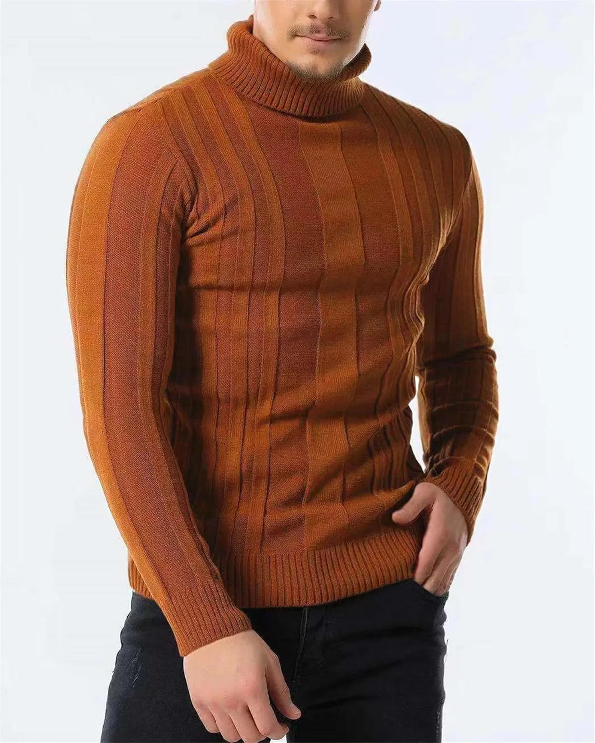 Мужской водолазка с длинным рукавом Slim Fit Chunky Knit — фото 3