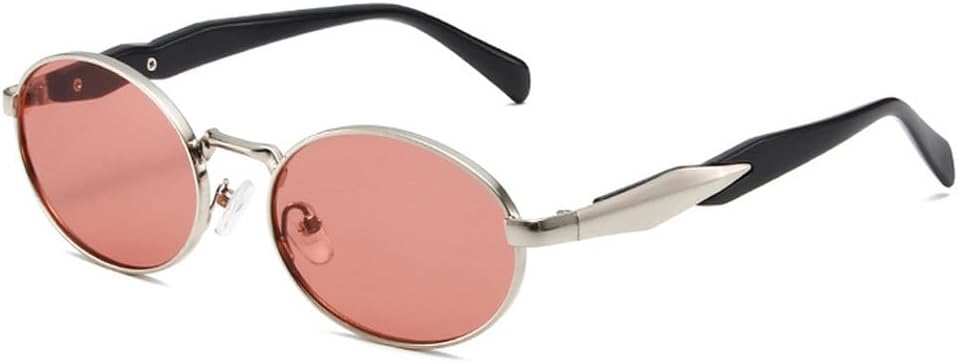 

Ретро металлические овальные солнцезащитные очки для женщин, модные, конфетных оттенков, защита от УФ-излучения UV400, для мужчин, панк-солнцезащитные очки HVTVTLA, Silver Red