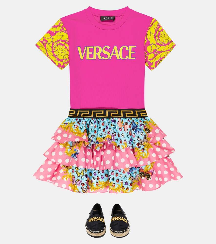 Юбка из хлопка с принтом бабочек Versace, разноцветный — фото 2