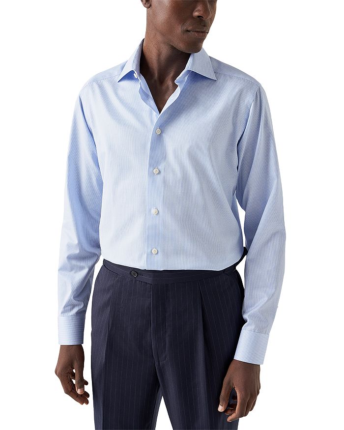 

Сорочка Slim Fit в тонкую полоску из твила Eton, синий
