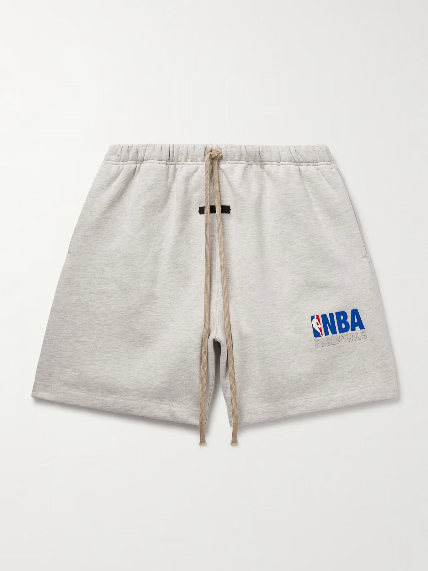 

Шорты NBA Straight-Leg с аппликацией из хлопковой смеси, трикотажные, на шнурке FEAR OF GOD ESSENTIALS, серый