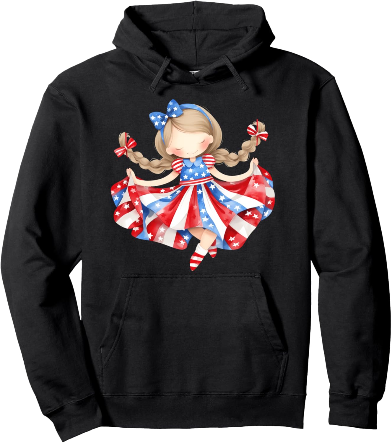 

Симпатичная патриотическая толстовка с американским флагом Girls 4Th Of July Tees Nyc, черный