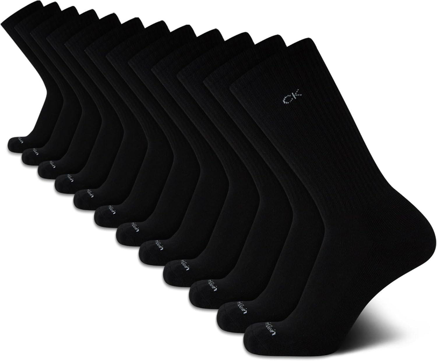 

Мужские носки Calvin Klein Crew Socks - 12 пар дышащих спортивных носков с мягкой подкладкой для мужчин, для занятий спортом и бега, Black Logo