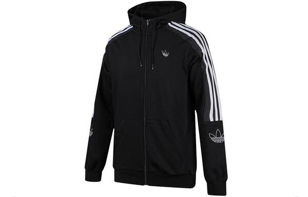 Толстовка Men's adidas originals Outline Fzh Flc Hooded Sports Zipper Jacket Black, черный — фото 3